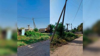Masallıda təhlükəli elektrik dirəyi
