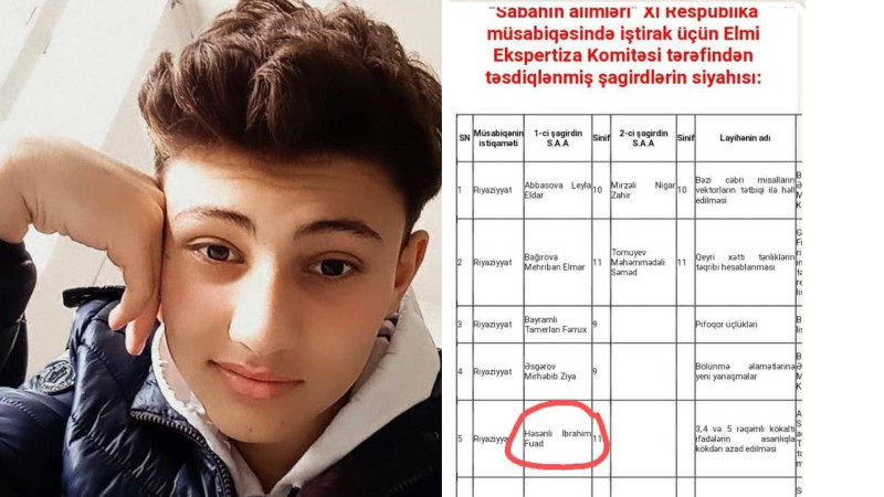 Astaralı şagird Sabahın alimləri XI Respublika müsabiqəsinin finalında