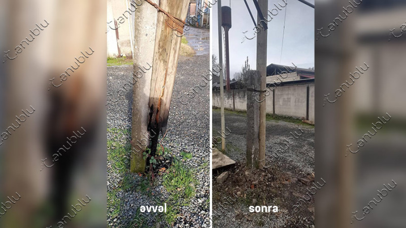 Lənkəranda: təhlükə yaradan dirək yenisi ilə əvəz olunub