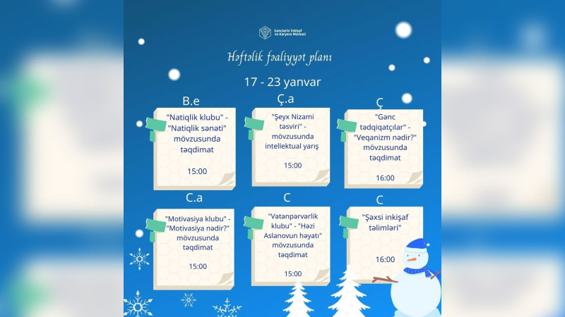 Gənclər üçün fəaliyyətlərlə dolğun həftə