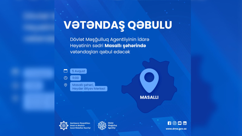 Masallı sakinləri məşğulluq agentliyinin vəzifəli şəxsi ilə görüşəcəklər