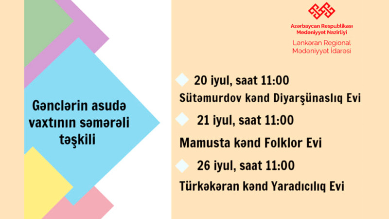 Lənkəranda gənclərin asudə vaxtının səmərəli təşkili ilə bağlı tədbirlər baş tutacaq