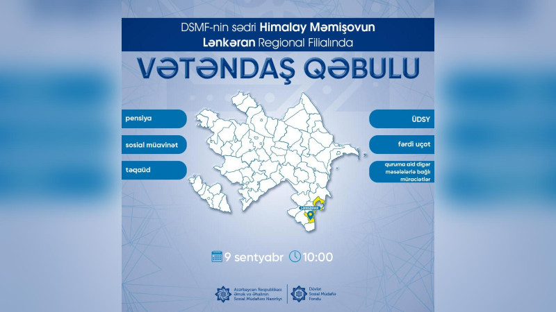 DSMF-nin İdarə Heyətinin sədri Lənkəranda qəbul keçirəcək