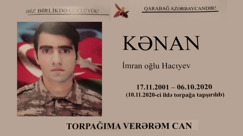 Astara: bu gün Kənan Hacıyevin şəhidlik zirvəsinə ucaldığı gündür