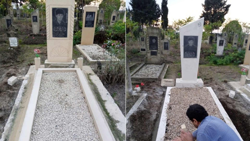Masallı: Qarğalıq kəndində dəfn olunan şəhidlərimizin məzarları təmir olunub