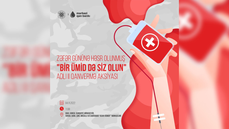 Masallı: 8 Noyabr - Zəfər Gününə həsr olunan qanvermə aksiyası keçiriləcək