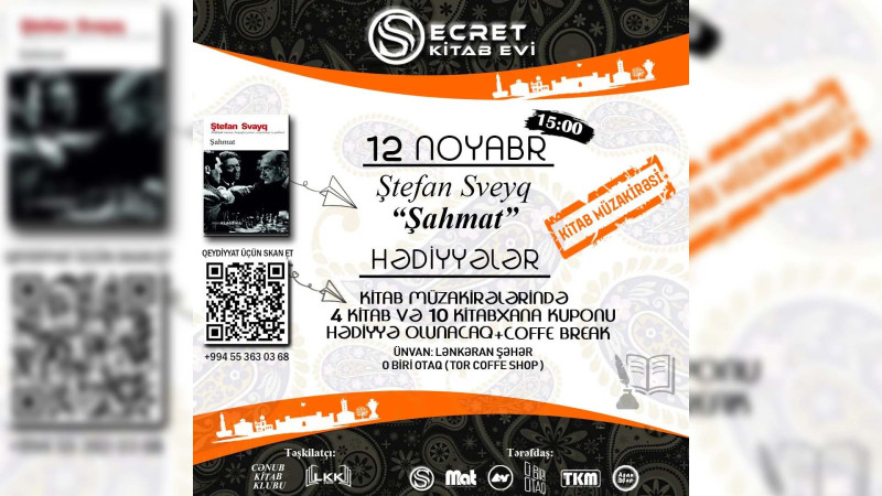 Lənkəran: gənclər Ştefan Svayqın “Şahmat” əsərini müzakirə edəcəklər