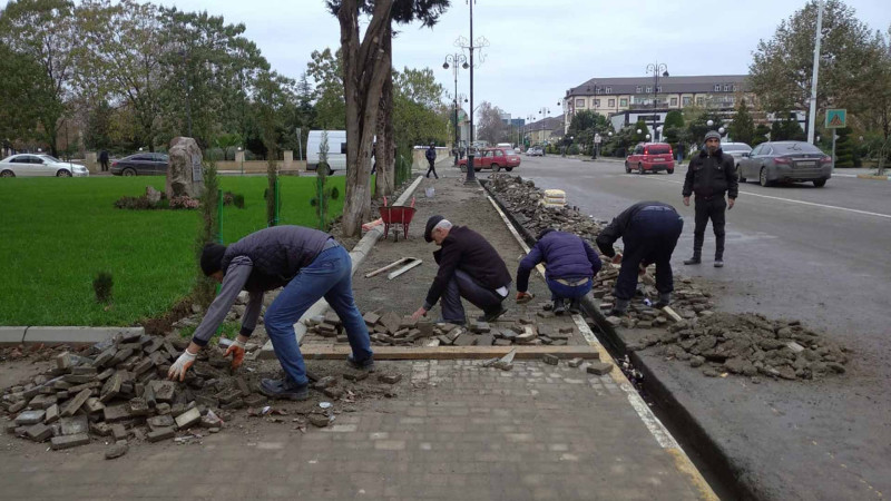 Masallı şəhərində təmir işləri görülür
