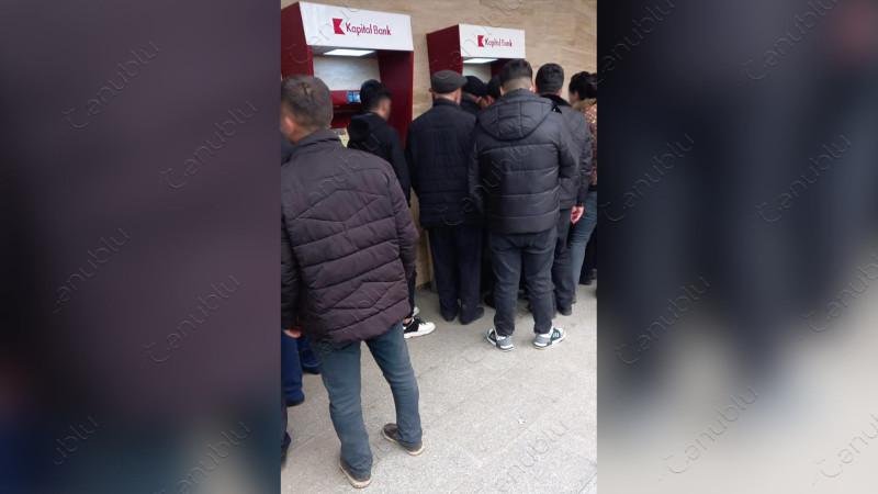 Lənkəran: bankomatın işləməməsi sıxlığa səbəb olur