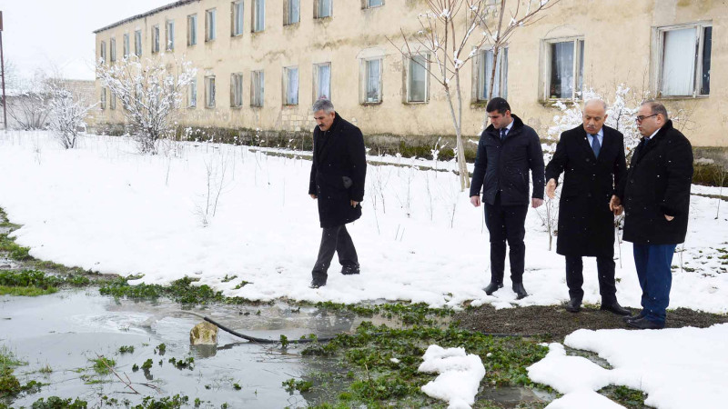 Masallı: məktəbin həyətində artezian quyusu qazılıb