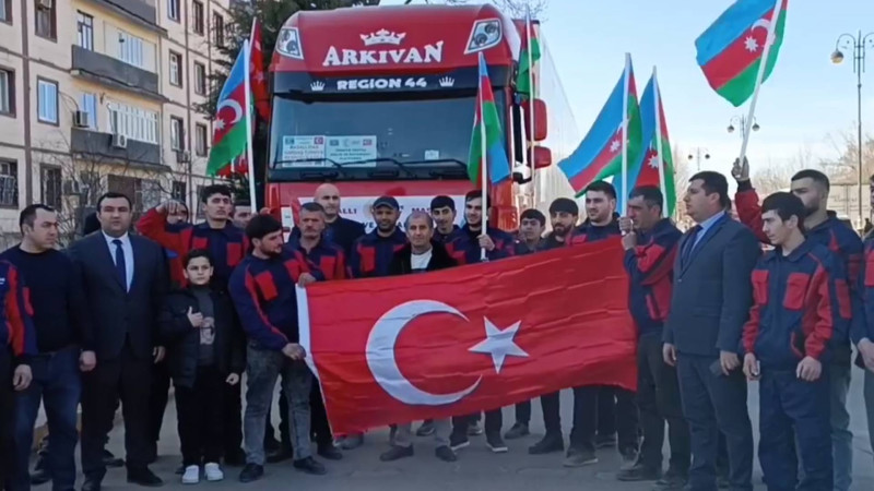 Masallıdan Türkiyəyə daha bir yardım TIR-ı yola düşüb