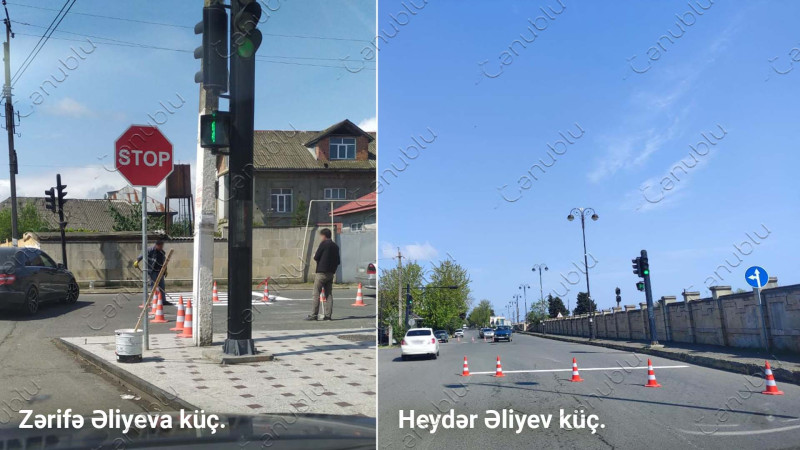 Lənkəranın mərkəzi küçələrində nişanlanma işləri görülür