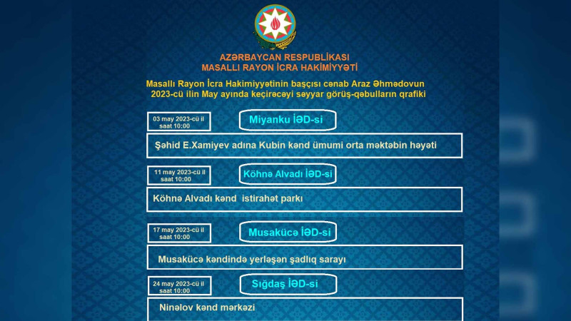 Sakinlərin nəzərinə: Araz Əhmədovun səyyar qəbullarının tarixləri müəyyənləşib