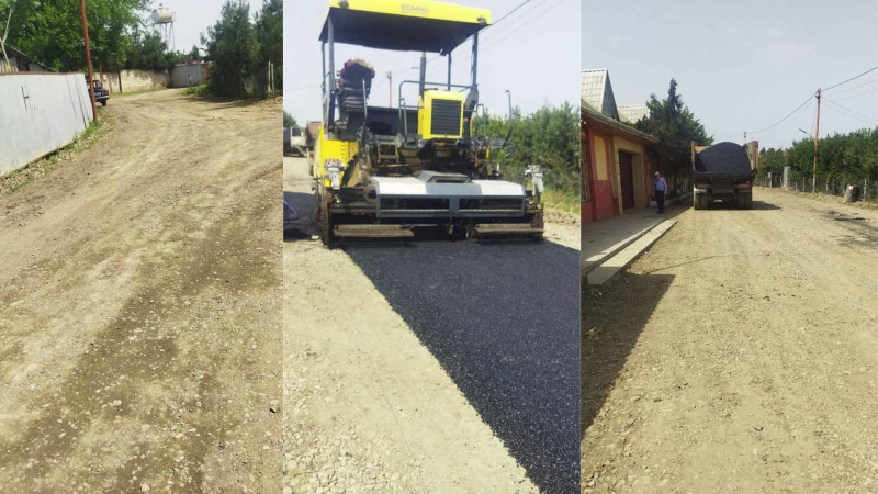 Masallının Köçəkli kəndində şəhid evlərinin yolları asfaltlanır