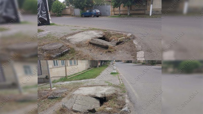 Lənkəranda piyada yolu çöküb