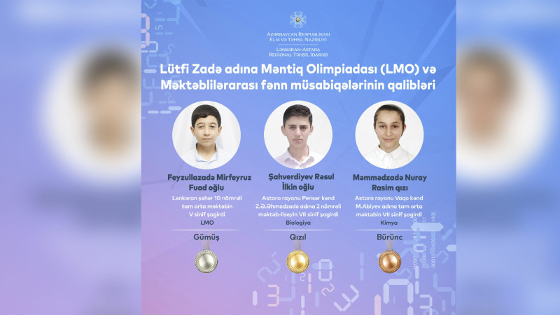 Lütfi Zadə adına məntiq olimpiadasında 3 şagirdimiz medal qazanıb