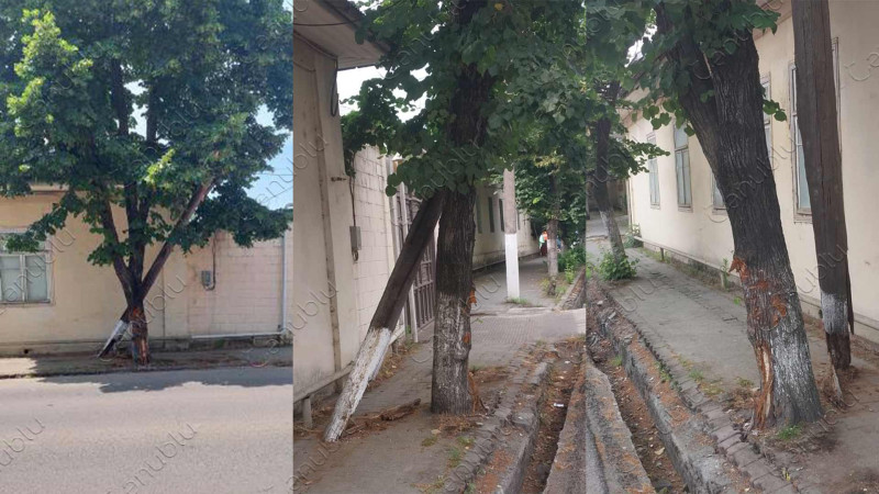 Lənkəranda yerləşən rabitə dirəyi aşmaq üzrədir
