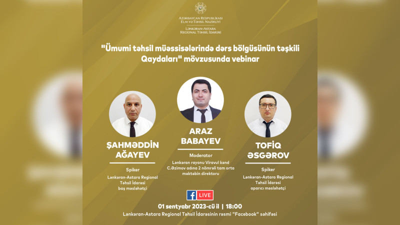 Ümumi təhsil müəssisələrində dərs bölgüsünün təşkili Qaydaları mövzusunda vebinar baş tutacaq