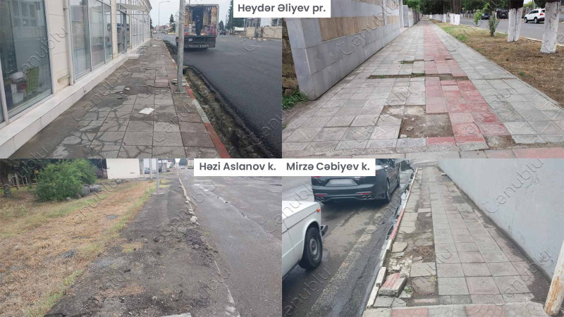 Astaranın mərkəzində yerləşən piyada səkiləri dağılıb