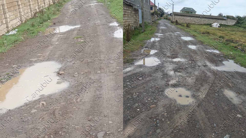 Lənkəranın Digah kəndinin yollarında gölməçələr əmələ gəlib