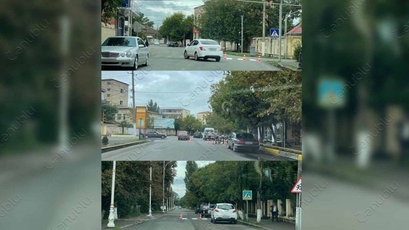 Lənkəranda məktəblərin qarşısında piyada keçidləri rənglənib