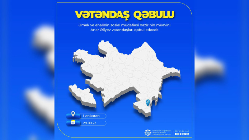 Nazir müavini Anar Əliyevin Lənkəranda vətəndaşlarla qəbulu keçiriləcək
