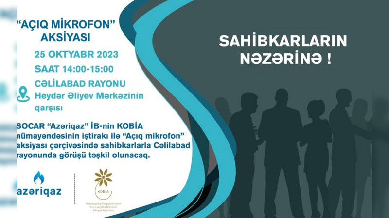 Cəlilabadda sahibkarlarla “Açıq mikrofon” aksiyası baş tutacaq