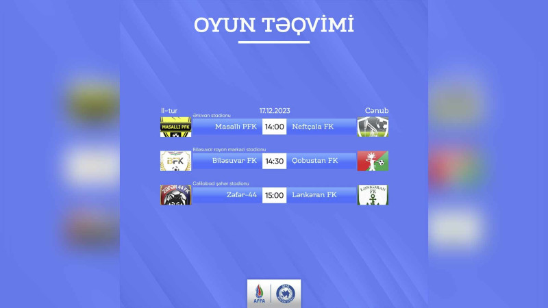 Region Liqasında Cənub zonasının 2-ci tur oyunları keçiriləcək