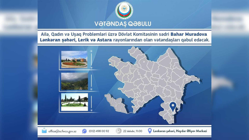Bahar Muradova vətəndaşların qəbulunu keçirəcək