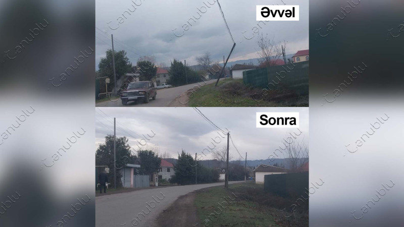 Astarada qəzalı dirək təmir olunub