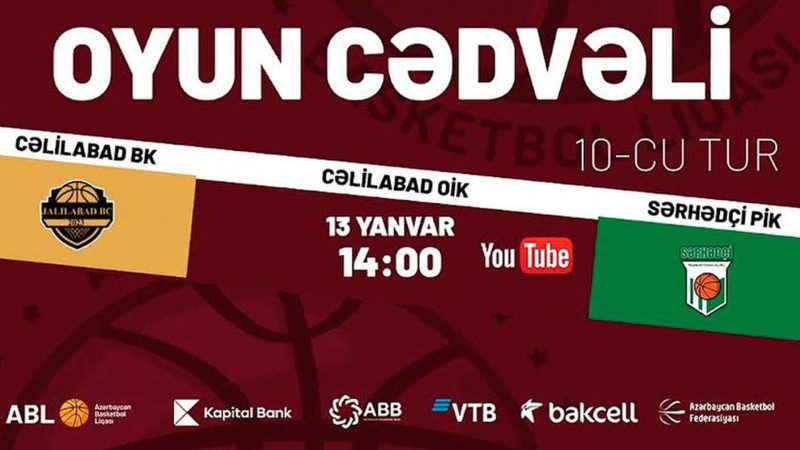 Bu şənbə “Cəlilabad” BK “Sərhədçi” PİK ilə qarşılaşacaq