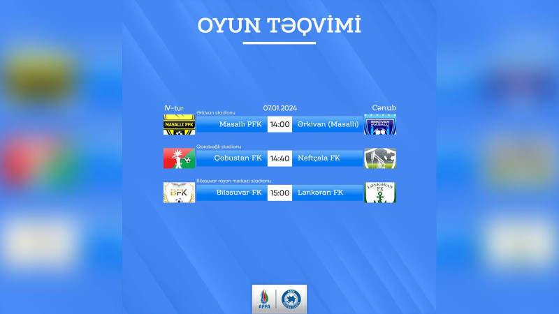 Region Liqasının Cənub zonası üzrə matç cədvəli paylaşılıb