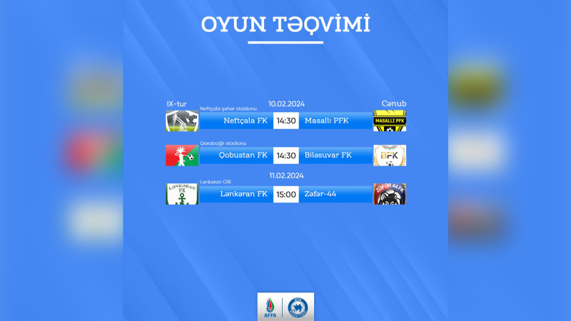 Region Liqasının Cənub zonası üzrə matç cədvəli paylaşılıb