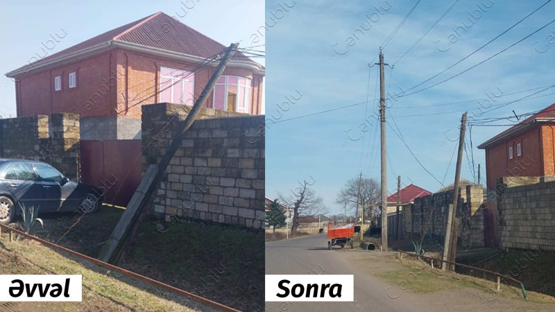 Artupa kəndində yerləşən işıq dirəyi bərpa edilib