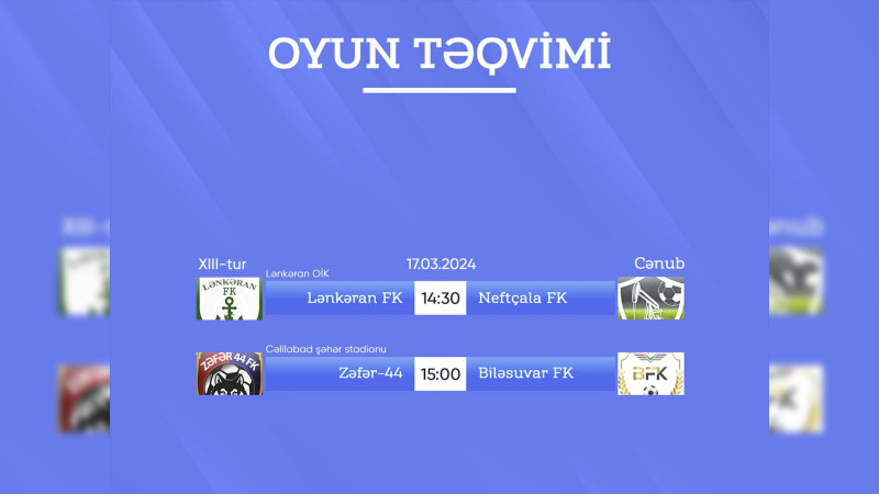 Region Liqasının Cənub zonası üzrə 13-cü tur oyunlarının təqvimi açıqlanıb
