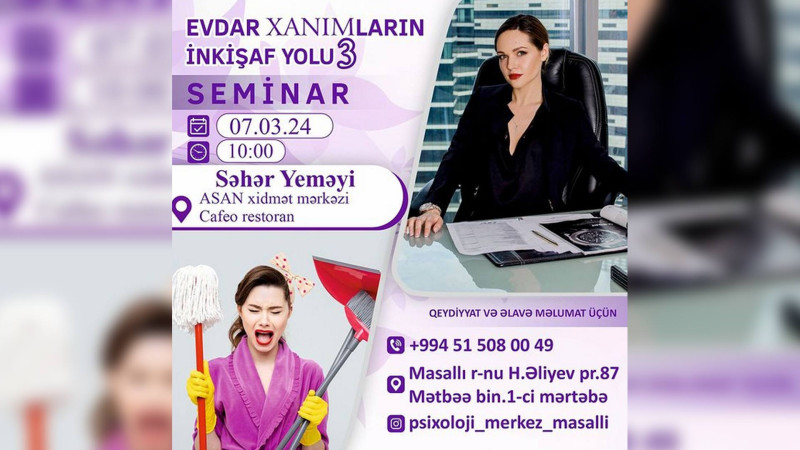 Masallıda evdar xanımlar üçün seminar keçiriləcək