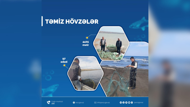 Xəzər dənizinin Lənkəran və Astara rayonları akvatoriyasından sintetik tor aşkar edilərək götürülüb