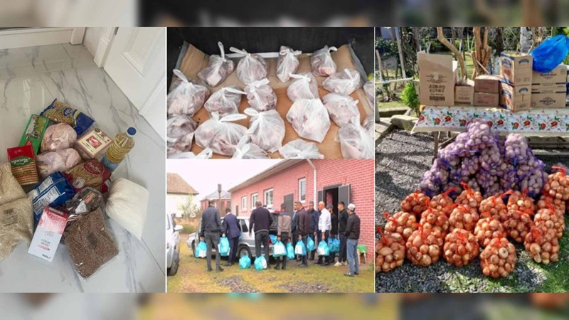 Masallıda Ramazan bayramı sovqatı paylanılır