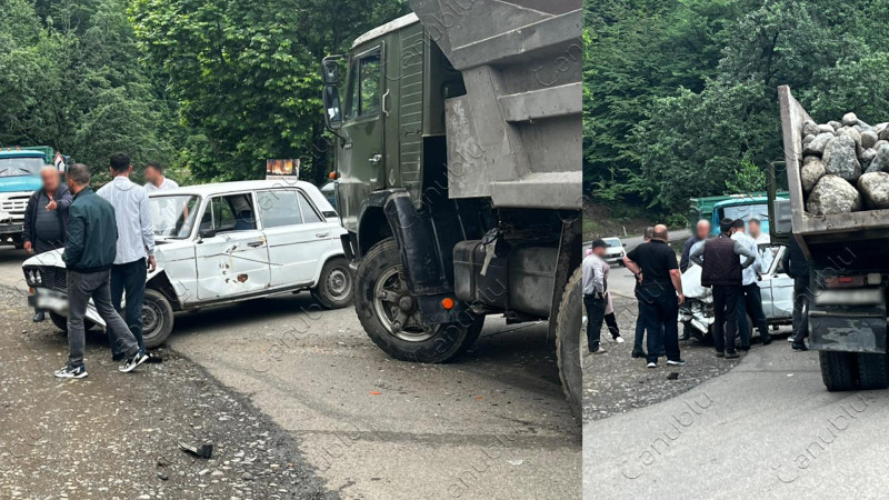 Lənkəranda “VAZ-2106” yük avtomobilinə çarpılıb