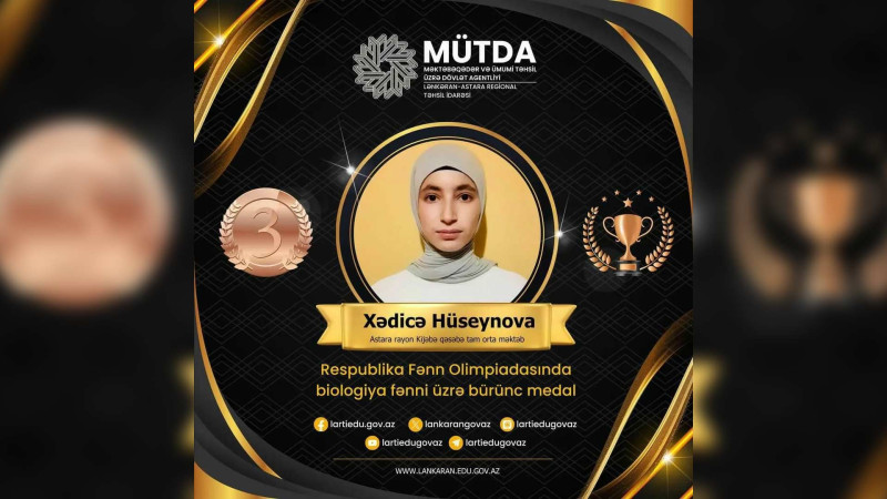 Şagirdimiz Respublika Fənn Olimpiadasında bürünc medal qazanıb