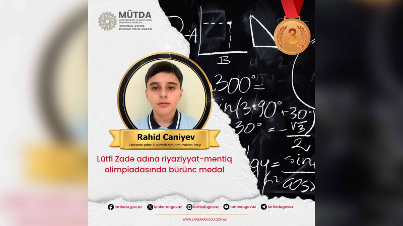 Lənkəranlı məktəbli riyaziyyat-məntiq olimpiadasında bürünc medal qazanıb