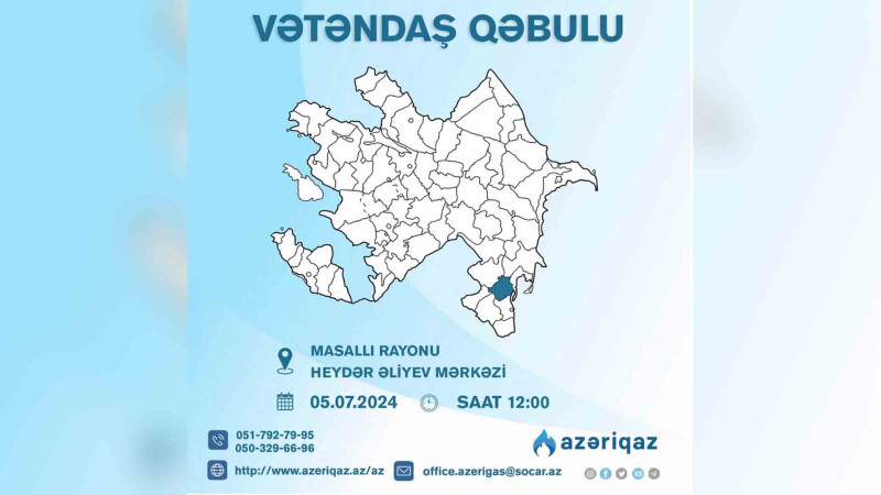“Azəriqaz”ın rəhbərliyi Masallıda sakinləri qəbul edəcək