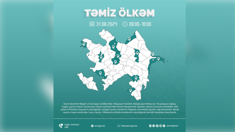31 Avqustda Ümumrespublika Təmizlik Marafonunda iştirak edin