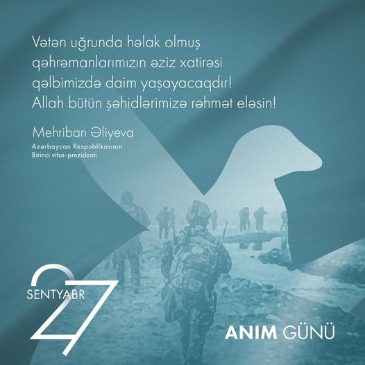 Mehriban Əliyeva 27 Sentyabr – Anım Günü ilə əlaqədar paylaşım edib – VIDEO
