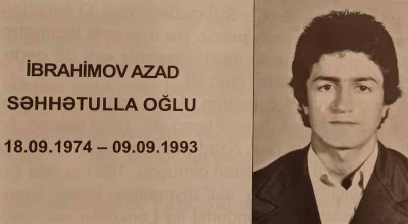 Bu gün astaralı şəhid Azad İbrahimovun doğum günüdür