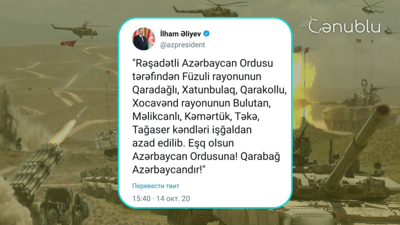 14 oktyabr 2020-ci il: Vətən müharibəsinin 18-ci günü