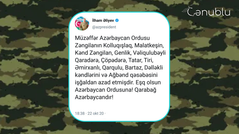 Vətən müharibəsinin xronikası: 22 oktyabr