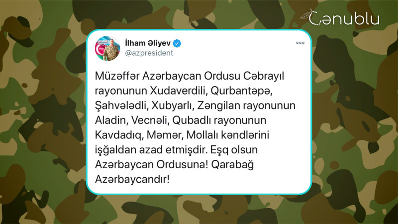 30 oktyabr 2020-ci il: Vətən müharibəsinin 34-cü günü