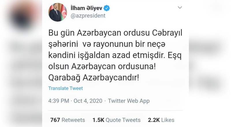 Vətən müharibəsinin xronikası: 4 oktyabr