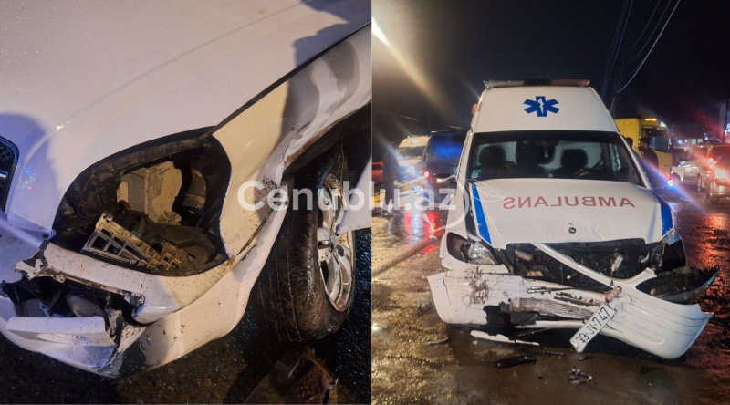 Lənkəranda tibbi yardım maşını qəzaya uğrayıb - VİDEO